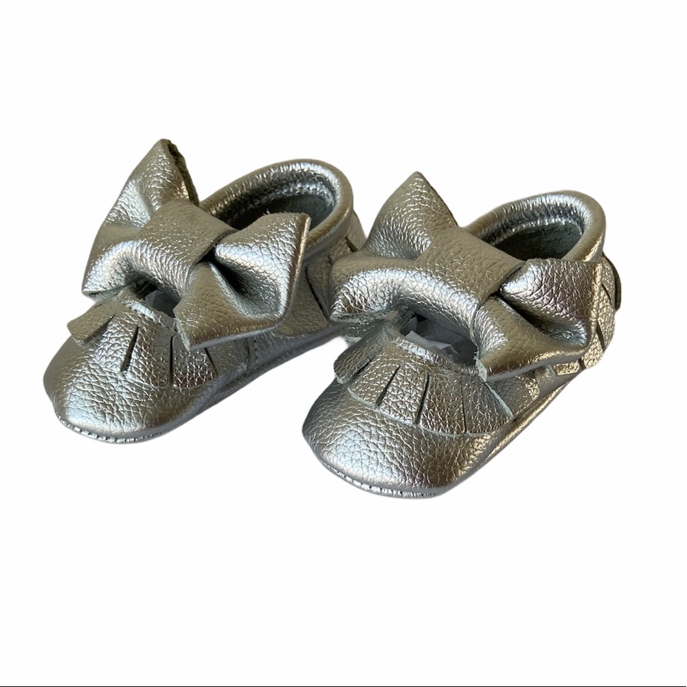 Lil' Kick's Silver Bow Baby Soft Shoe's